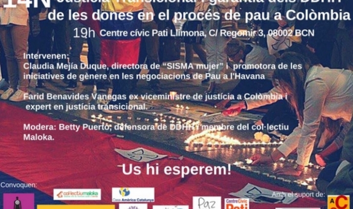 Cartell de l'esdeveniment, Font: Taula Catalana per la Pau i els Drets Humans a Colòmbia