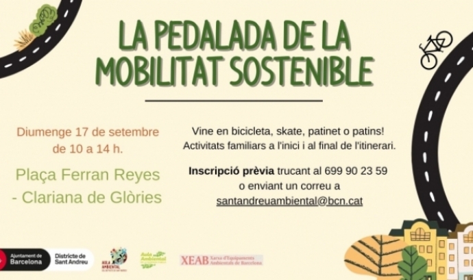 Cartell de 'La Pedalada de la mobilitat sostenible'. Font: Aula Ambiental del districte de Sant Andreu