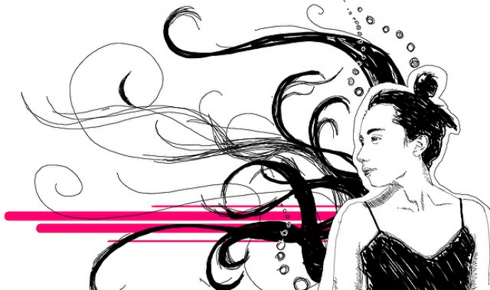Il·lustració que mostra una noia i dibuixos abstractes. Imatge CC BY 2.0 de gatudo (Flickr)