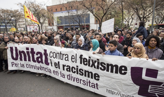 Manifestació contra el racisme al març passat pels carrers de Barcelona. Font: web elpuntavui.cat. Foto: Albert Salamè Font: 