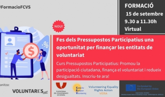 La sessió presenta els pressupostos participatius com a una oportunitat de finançament per a les entitats. Font: Federació Catalana de Voluntariat Social.