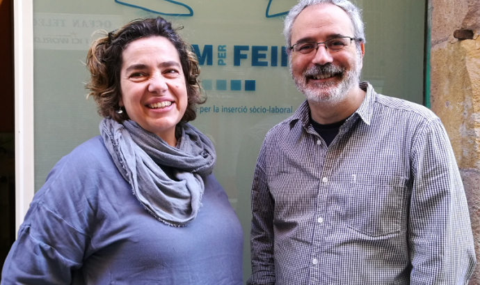 Belén García i Pedro Morena de l'associació Anem per Feina