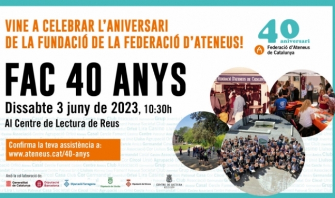 Cartell oficial de l'acte de celebració de la fundació de la Federació d'Ateneus de Catalunya. Font: Federació d'Ateneus de Catalunya
