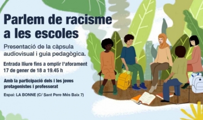 Cartell de presentació de la càpsula 'Parlem de racisme a les escoles'. Font: Ajuntament de Barcelona