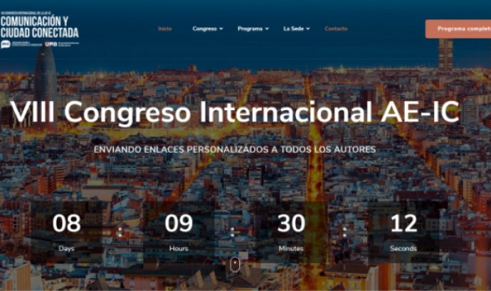 Captura de pantalla de la web d'AEIC Barcelona (Associació Espanyola d'investigació de la comunicació).
