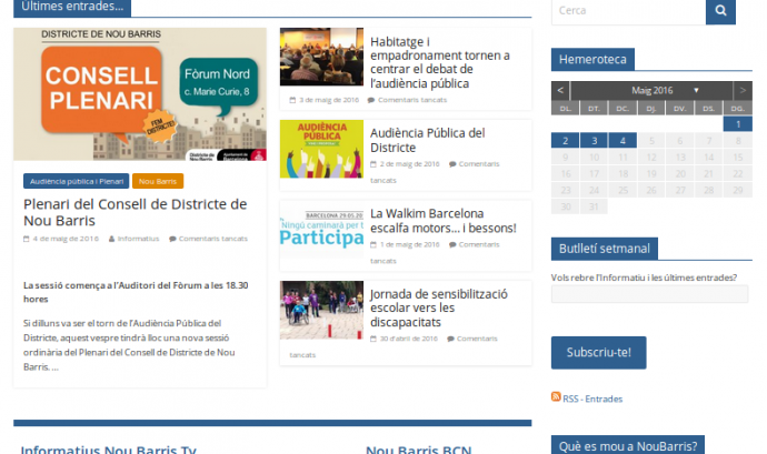 Nou aspecte del portal d'entitats del districte de Nou Barris Font: 