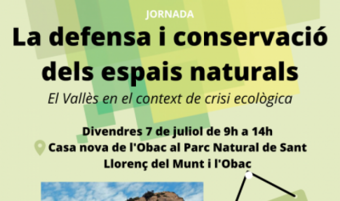Fragment del cartell oficial de la jornada 'La defensa i conservació dels espais naturals. El Vallès en el context de crisi ecològica'. Font: ADENC