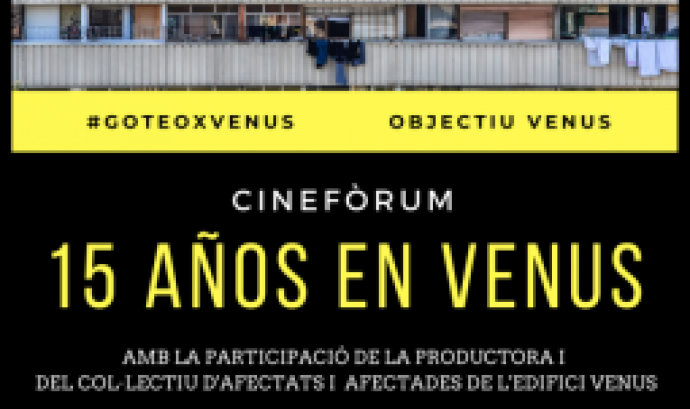 Imatge del cartell del cinefòrum sobre el documental "15 años en Venus"