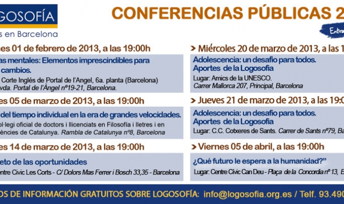 Cartell Conferències Públiques 2013 Logosofía