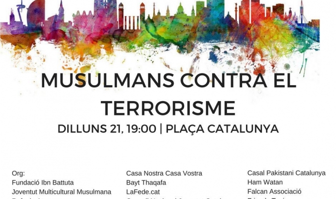 Cartell convocatòria musulmans contra el terrorisme