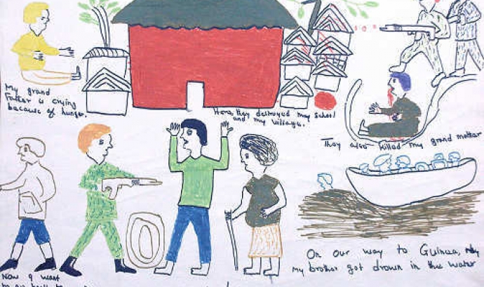 Dibuix fet per infants de Sierra Leone. De la plana web www.menoressoldados.org Font: 