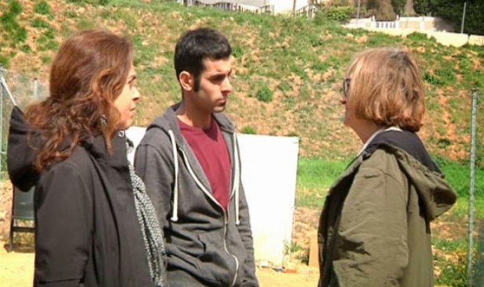 Lala Gomà, Borja Lozano i Natàlia Elies durant les filmacions.