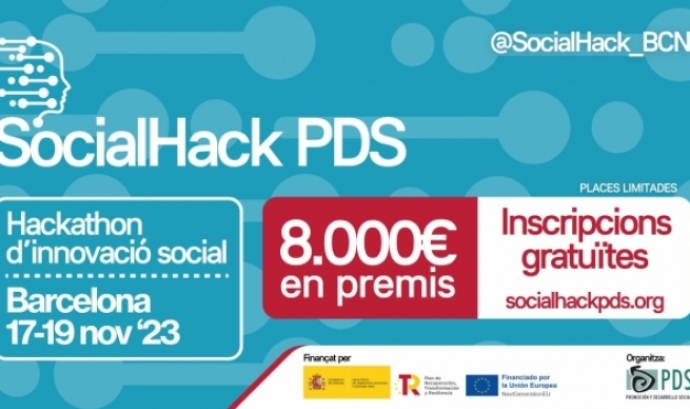 Detall del cartell de la hackató d’innovació social que se celebrarà al Hub Social de Barcelona. Font: Associació PDS