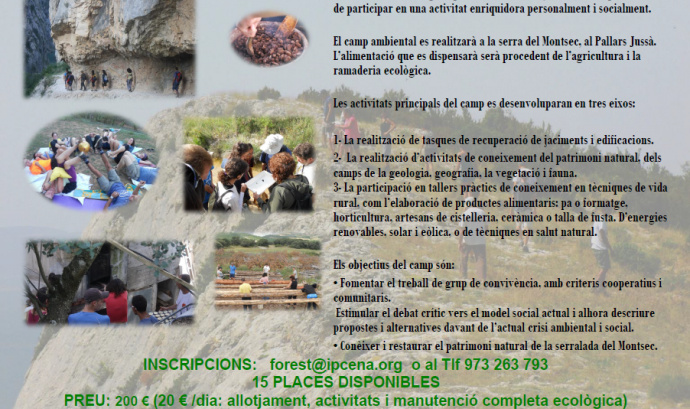 Camp ambiental i de treball al Montsec Font: 