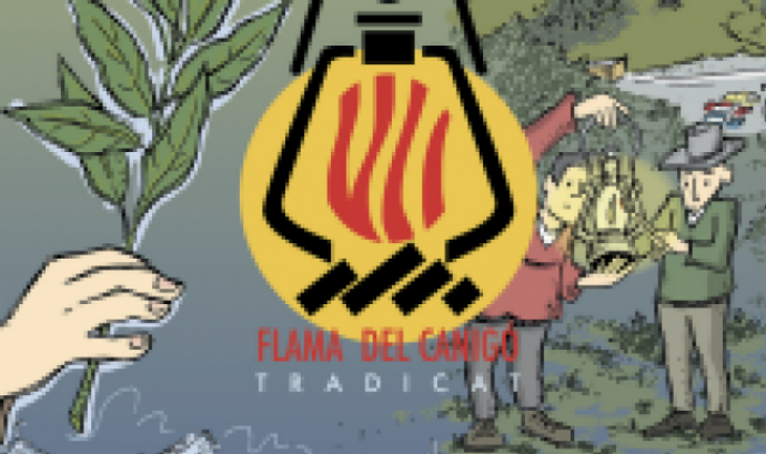 Fragment del cartell oficial dels actes de la Flama del Canigó 2023 al Coll d'Ares. Font: Tradicat