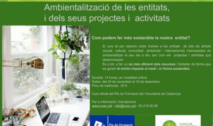 Curs online  per ambientalitzar les entitats (imatge: xvac.cat)