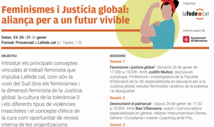 Fragment del cartell oficial de la formació 'Feminismes i Justícia global: una aliança per a un futur vivible'. Font: Lafede.cat