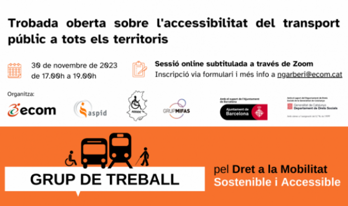 Cartell trobada oberta sobre l'accessibilitat del transport públic a Catalunya
