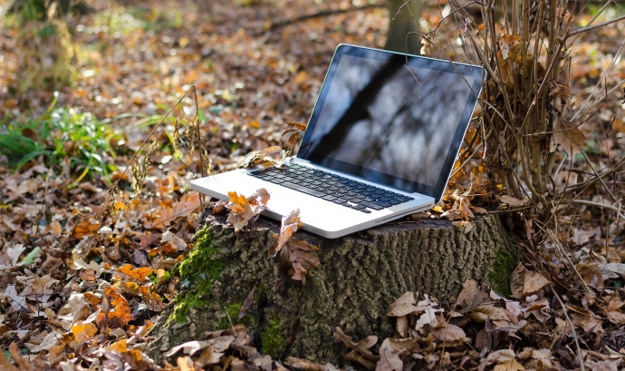 Un ordinador portàtil a la natura Font: Goumbik (Pixabay)