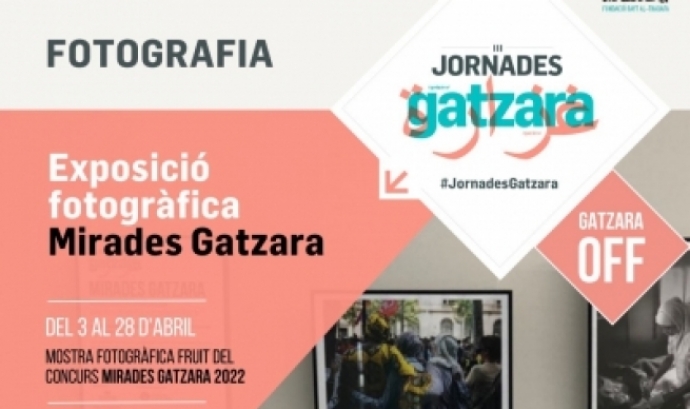 Fragment del cartell oficial de l'exposició 'Mirades Gatzara'. Font: Fundació Bayt al-Thaqafa