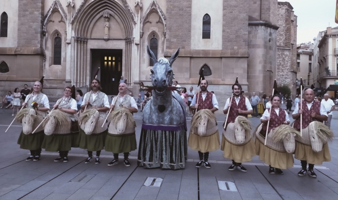Per a recuperar el Seguici Popular de Sabadell, s'incorporen al bestiari festiu la Mulassa i els vuit Cavallets Cotoners, figures amb quatre-cents anys d'història. Font: David Hidalgo