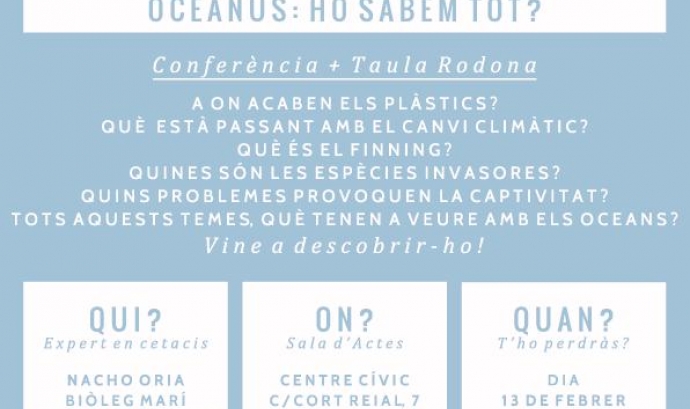 Oceanus: xerrada i taula rodona sobre les problemàtiques del medi marí (imatge:Associació Naturalistes de Girona)