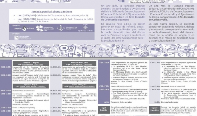 Programa de les Jornades de Codesenvolupament de Lleida