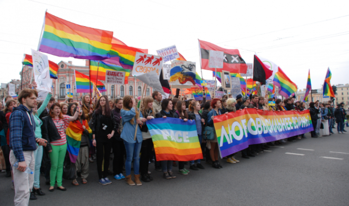Protestes contra la vulneració dels drets LGBTI a Rússia.  Font: IdemTV