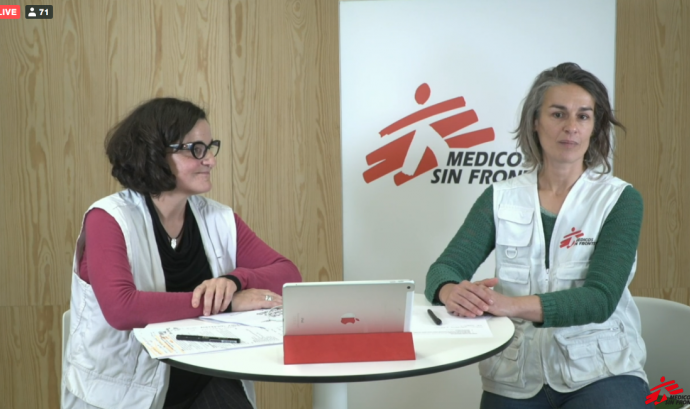 Silvia Álvarez i Montserrat Bartui (Metges Sense Fronteres) Font: Captura del webinar de MSF