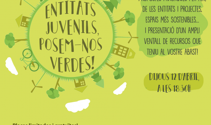 Imatge del cartell de la formació sobre sostenibilitat "Entitats juvenils, posem-nos verdes!"