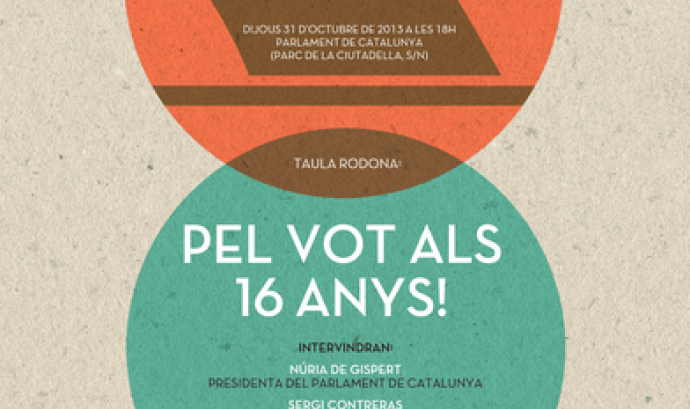 Cartell de la taula rodona "Pel vot als 16 anys!" del CNJC