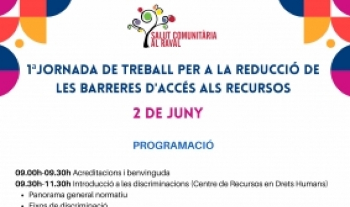 Fragment del cartell oficial de la primera jornada de treball per a la reducció de les barreres d'accés als recursos. Font: Tot Raval