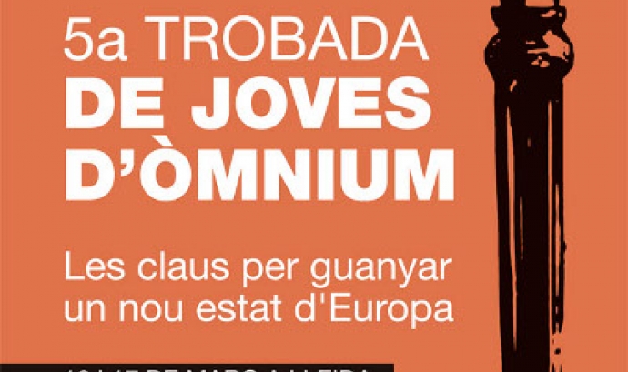 Cartell de la 5a Trobada de Joves d'Òmnium, el 16 i 17 de març a Lleida.