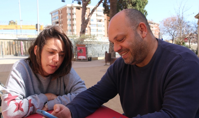Damià Puig i Cristina Gutiérrez, membres d'ACATS. Font: Ignasi Escudero