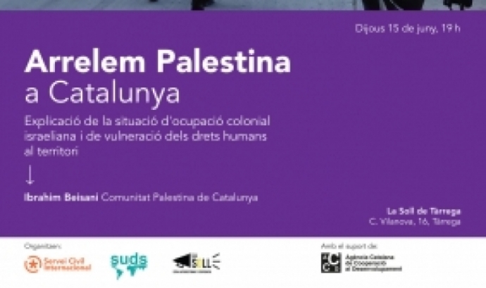 Fragment del cartell oficial de la xerrada 'Arrelem Palestina a Catalunya'. Font: SCI