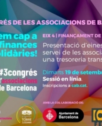 Cartell del la jornada ‘Avancem cap a unes finances ètiques i solidàries’. Font: Consell d'Associacions de Barcelona