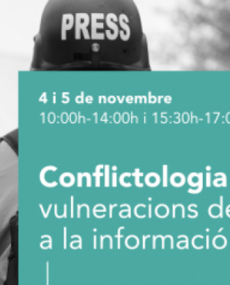Cartell del curs 'Conflictologia en línia: vulneracions del dret a la informació'. Font: Servei Civil Internacional de Catalunya (SCI)