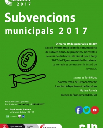 Sessió informativa sobre les subvencions municipals 2017 de l'Ajuntament de Barcelona