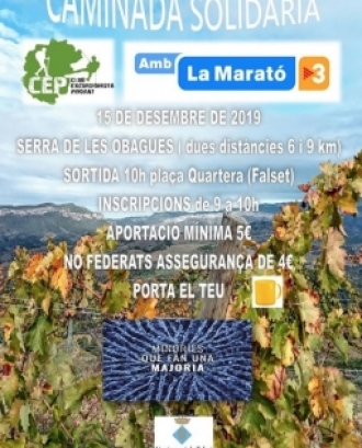 Caminada solidària a la Serra de les Obages per la Marató
