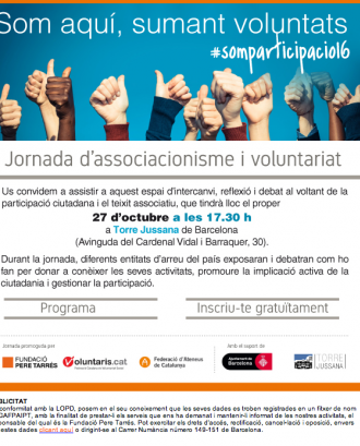 Jornada d'associacionisme i voluntariat: "Som aquí, sumant voluntats"