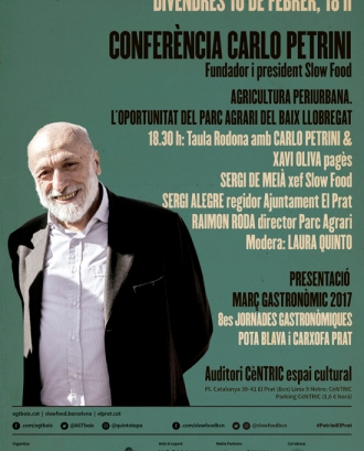 Conferència de Carlo Petrini a El Prat divendres 10 de febrer (imatge:Agtbaix.cat) 