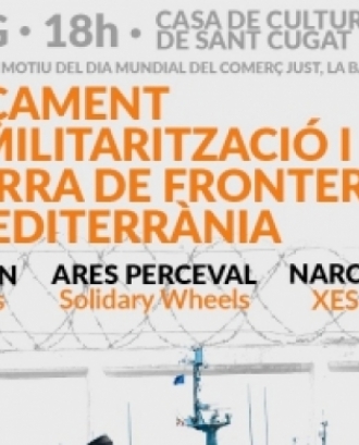 Fragment del cartell oficial de la taula rodona 'Finançament de la militarització i la guerra de fronteres a la Mediterrània'. Font: Unipau