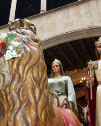 Representació d'un acte de celebració de cultura popular durant les festes de Corpus Christi. Font: Ajuntament de Barcelona
