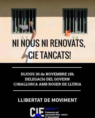 Cartell de la mobilització del 30 de novembre. Font: Tanquem els CIEs