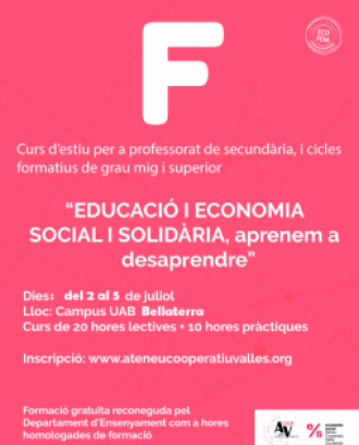 Curs 'Educació i economia social i solidària, aprenem a desaprendre'. Font: Ateneu Cooperatiu del Vallès Occidental