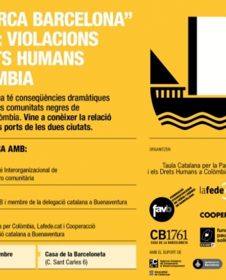 Cartell de l'esdeveniment. Font: Taula Catalana per la Pau i els Drets Humans a Colòmbia