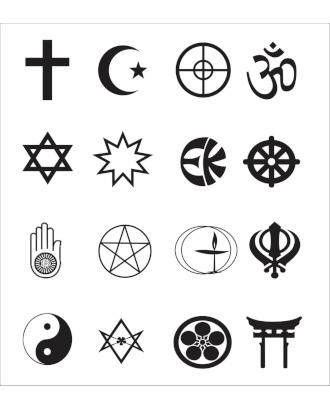 Símbols de les diferents religions. Font: Wikipèdia