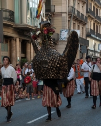 Imatge de l'Àliga de la Ciutat en un acte de celebració de les Festes de Sant Roc. Font: Associació de Festes de la Plaça Nova
