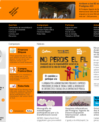 Captura de pantalla de la plana web de SETEM Catalunya