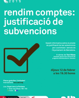 Cartell de la sessió informativa sobre la justificació de les subvencions de l'Ajuntament de Barcelona